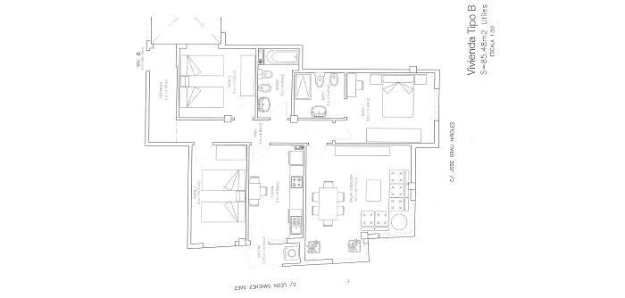 Vivienda obra nueva en Elche zona asilo plano